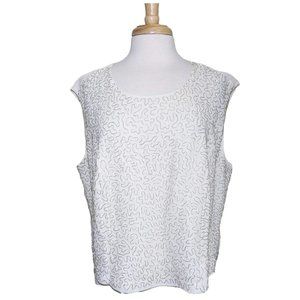 APART IMPRESSIONS White Beaded Sleeveless Top size 20W